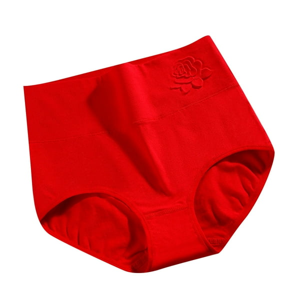 TANGNADE Culottes pour Femmes en Pur Coton Taille Haute Peuvent Être Utilisées en Post-Partum, Rehaussent le Ventre et les Hanches, Grande Taille, Gaufrées. sous-Vêtements Rouges