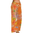 thumbnail image 2 of Delayuji Women's Casual Pant Wide Leg Pants Floral Print Elastic Waist Summer Thin Pants Beach Vacation, 2 of 7