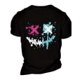 thumbnail image 3 of Camiseta con estampado de cara sonriente malvada para hombre, cuello redondo y manga corta, estilo casual y moderno para primavera, verano y otoño., 3 of 7