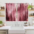 thumbnail image 2 of Pink Mountain Kitchen Curtains Window Panels, Misty Forest Nature Woodland Pine Tree Landscape Insulated Window Treatment Curtain, Grommet Curtains for Bedroom/Living Room/Bathroom, 2 Piece 52"Wx72"L, 2 of 8