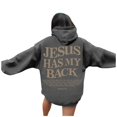 thumbnail image 4 of Jesus Has My Back Hoodie for Teen Girls Christian Sweatshirt Long Sleeve Jesus Hoodie Religious Sayings Pullover Hoodies Oversized Bible Verse Sweatshirts Dark Gray XXL, 4 of 7