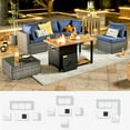 thumbnail image 4 of Ovios 6 Pieces Patio Fire Pit Set All Weather Wicker Outdoor Conversation Set with Coffee Table,Denim Blue, 4 of 7