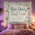 thumbnail image 2 of Slow Down Trust Grace in Aged Paper with Botanicals, Inspirational Watercolor for Mindfulness Lovers, Wall Art Print, Housewarming Gift Tapestry Wall Hanging for Living Room and Bedroom, 2 of 7