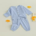 thumbnail image 3 of Unisex Fall Outfits  Solid Color Tops and Elastic Waist Pants for Kids, 3 of 9
