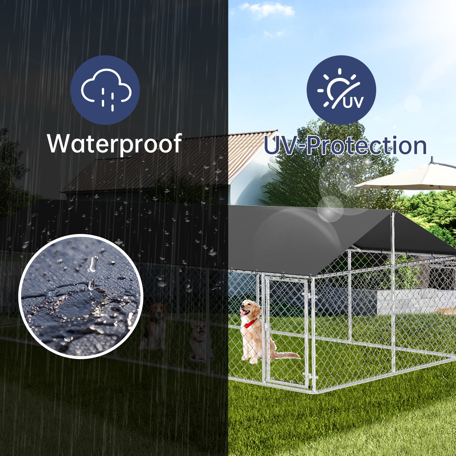 Outdoor Dog Run Enclosure Heavy Duty Dog Kennel Pen Mesh Dog Extra-Large Cage Pet Kennel Steel Fence with Double Secure Lock(19.68'x 9.84')