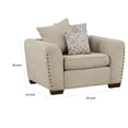 thumbnail image 5 of Gini 45 Inch Accent Chair- 3 Pillows- Nailhead Trim- Brown Chenille- Wood, 5 of 5
