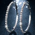thumbnail image 2 of BNNG 4 CM Large Circle Rhinestone Earrings Thin Dangle Elegant Rhinestone Earrings For Women Wedding Women Earrings Sterling Silver Hoop Earrings for Women Rhinestone Hoops Earring for Womens, 2 of 9
