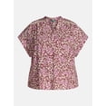 thumbnail image 5 of Terra & Sky Women's Plus Printed Popover Blouse, Sizes 0X-5X, 5 of 5