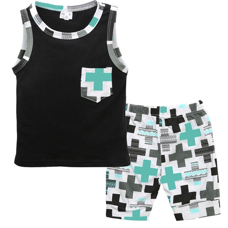 Shorts & Vest Set Multi Style Outfit Tank Top Set Unisex Kids 2-5 Years 
