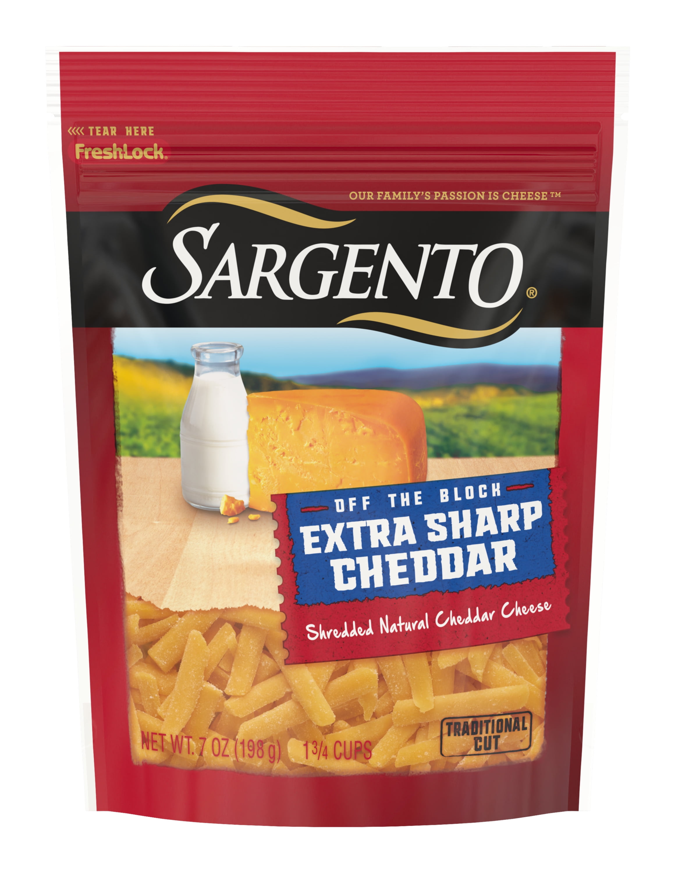 Sargento® Shredded Extra Sharp Natural Cheddar Cheese, 7 oz. - Walmart.com 