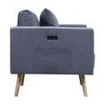 thumbnail image 5 of Easton Dark Gray Linen Fabric Chair with USB Charging Ports Pockets & Pillows, 5 of 6