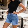 thumbnail image 4 of Jsaierl Womens Jean Shorts Summer Distressed Denim Shorts Pants Ripped Pull On Bermuda Jean Shorts, 4 of 7