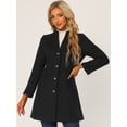 thumbnail image 2 of Abrigo largo elegante de invierno para mujer con cuello en V y un solo pecho Negro M, 2 of 6