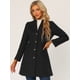 thumbnail image 2 of Abrigo largo elegante de invierno para mujer con cuello en V y un solo pecho Negro M, 2 of 6