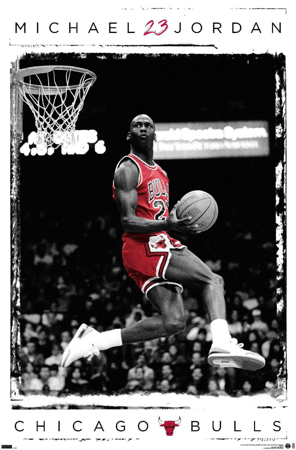 Michael Jordan - Dunk Wall Poster, 14.725" x 22.375" Framed