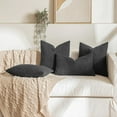 thumbnail image 5 of SANMADROLA Set of 2 Textured Boucle Throw Pillow Covers 18x18 Inch Accent Solid Pillow Cases Cozy Soft Decorative Couch Cushion Case for Chair Sofa Bedroom Living Room Home Decor, Black, 5 of 6