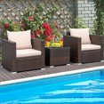 thumbnail image 3 of Patiojoy 3-Pirce Rattan Patio Furniture Set with 2 Cushioned Sofas and Coffee Table, Brown, 3 of 7