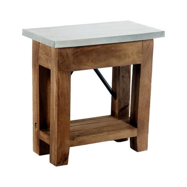 Alaterre Millwork 22" Wood and Zinc Metal End Table with Shelf