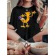 thumbnail image 1 of Women's Fun Cartoon Character Print Tee - Casual Crew Neck Short Sleeve T-Shirt, Stretchy & Machine Washable, Perfect for Summer, 1 of 8