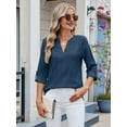 thumbnail image 6 of Womens V Neck Casual Hollow Out Eyelet Embroidered Blouses Shirts Beach Cover Up Tops Dressy  S, 6 of 8