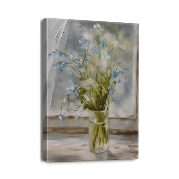 Artistic Blossom 16x12 inch Floral Bathroom Decor Canvas Painting, Enhancing Beauty of Living Room, Bedroom, Kitchen, and Office
