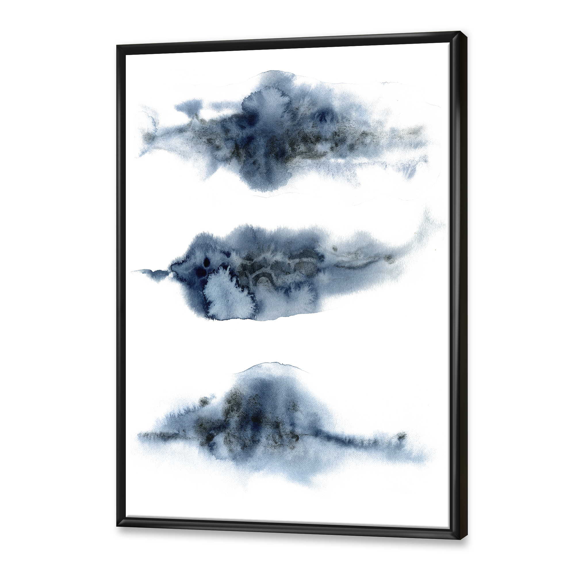 Designart 'Abstract Of Clouds Dark Blue Colored V' Modern Framed Canvas Wall Art Print