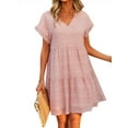 thumbnail image 7 of ZXZY Women Floral Printed Ruffled Sleeves V Neck Babydoll Mini Dress, 7 of 7