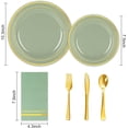 thumbnail image 2 of 150Pcs Sage Green Plastic Party Supplies for 25 Guests Gold Foil Disposable Dinnerware Set 50Pcs Plate 25Pcs Guest Napkin 25Pcs Fork Spoon Knives for Party Table Decor, 2 of 6