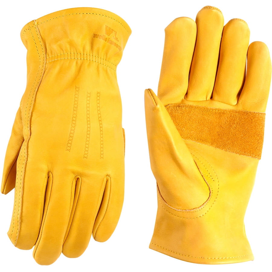 Heavy Duty Grain Cowhide Extra Wear Palm Leather Work Gloves, Saddletan by Wells Lamont