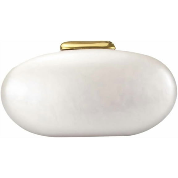 CAILDANL Shell Acrylic Evening Clutch Purse for Women Egg Shape Acrylic Handbags Oval Wedding Party Shoulder Crossbody Bag