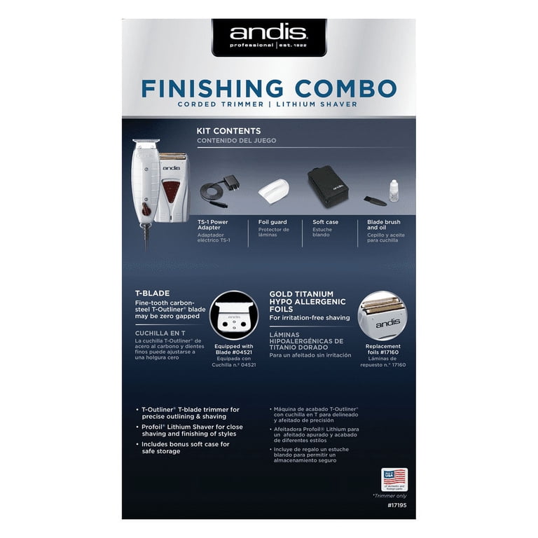 Andis Cordless T-Outliner 本体　箱あり　付属品付き Andis Professional Finishing Combo T-Outliner and Lithium Shaver