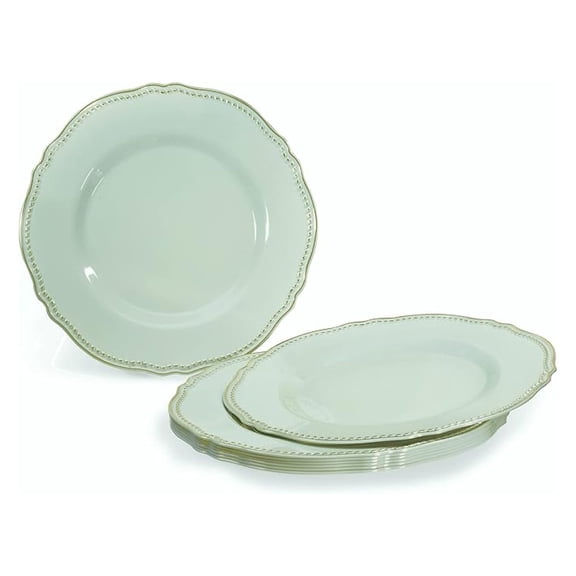 " OCCASIONS " 60 Plates Pack, Premium Heavyweight Disposable Wedding Party Plastic Plates (9'' Luncheon Plate, Rochelle Seafoam/Mint & )