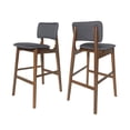 thumbnail image 4 of Noble House Rayan Mid Century Modern Fabric and Rubberwood Barstools, Set of 2, Charcoal, 4 of 10