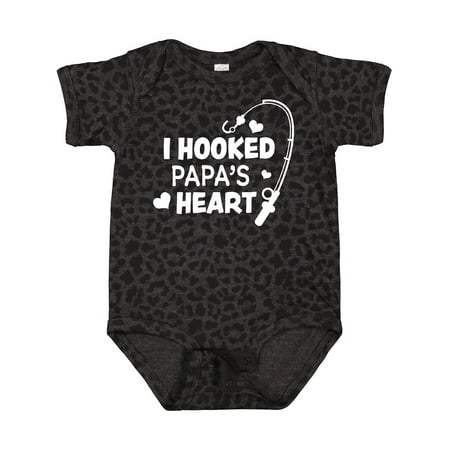 

Inktastic I Hooked Papa s Heart with Fishing Rod Gift Baby Boy or Baby Girl Bodysuit