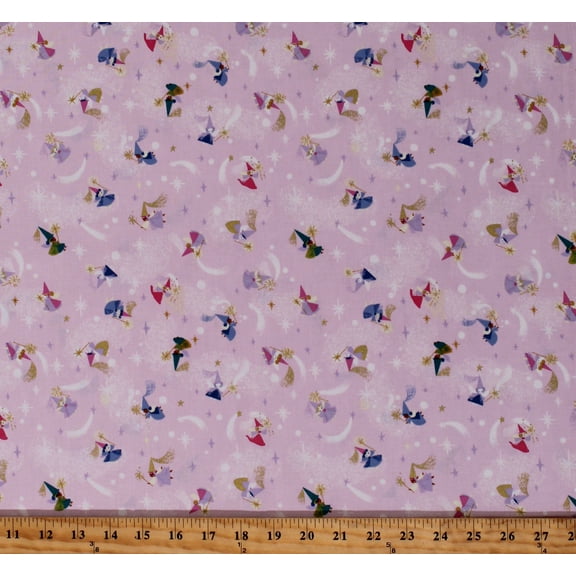 Cotton Fairies Fairy Little Brier Rose Fairytale Girls Kids Pink Cotton Fabric Print by the Yard (SC11073-PINK)