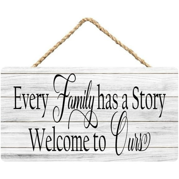 Rustic Wooden Sign Decor - Every Family Has A Story Welcome To Ours - Wood Plaque Home & Office Inspirational Gifts Hanging Wall Signs 6x12 IN