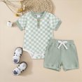thumbnail image 2 of TOWED22 2Pcs Baby Boy Outfits Crawfish Short Sleeve T-Shirt Tops Lobster Plaid Shorts Set Toddler Summer Clothes Green,6-9 M, 2 of 7