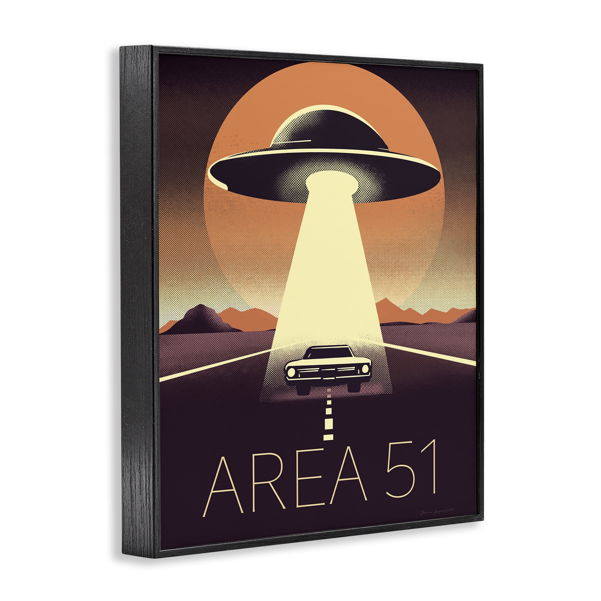 Stupell Industries Abduction On The Road Black Framed Giclee Art, design by Omar Escalante