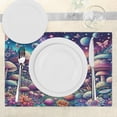 thumbnail image 3 of Ambesonne Mushroom Place Mats Set of 4, Dreamland Floral Meadow, Standard Size, Pale Purple Aqua Indigo, 3 of 5
