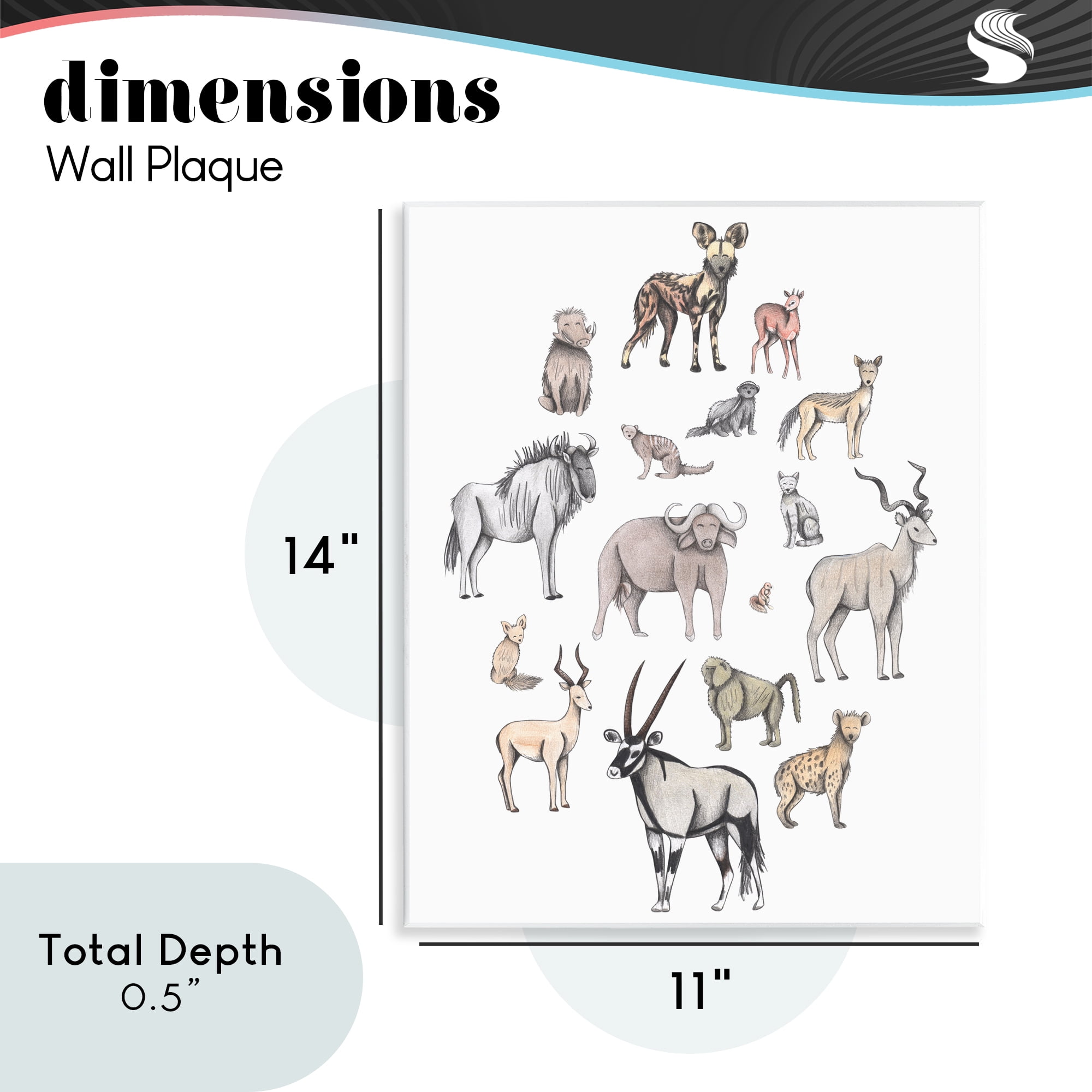 Simple Africa Animals Wall Plaque Art, design by Cecilia Battaini