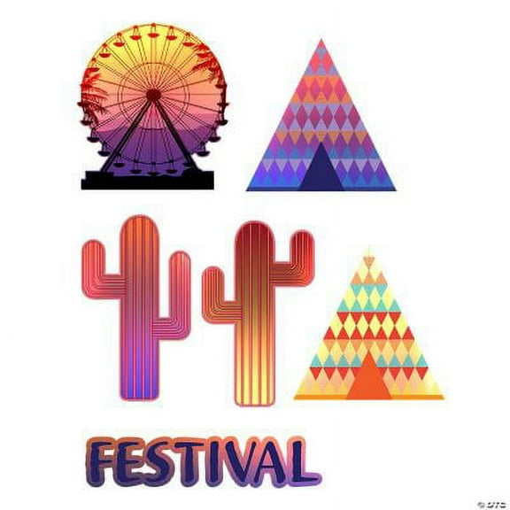 Boho Festival Cutouts, Birthday, Party Decor, 12 Pieces