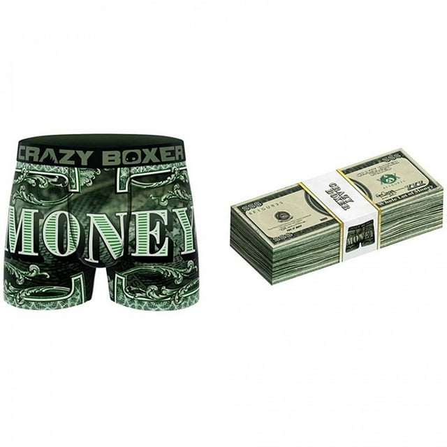 Caleçons Crazy Boxeurs Money Dollar Signs dans une Boîte à Empiler Benjamins-Xlarge (40-42)