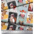 thumbnail image 2 of Soimoi Polyester Crepe Fabric Paw,Hat & Animals Patchwork Decor Fabric Printed Yard 42 Inch Wide, 2 of 3