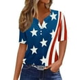 thumbnail image 2 of Fiudx Tops para Mujer Camiseta Holgada con Cuello En V y Estampado Del Día de La Independencia para Mujer, 2 of 5