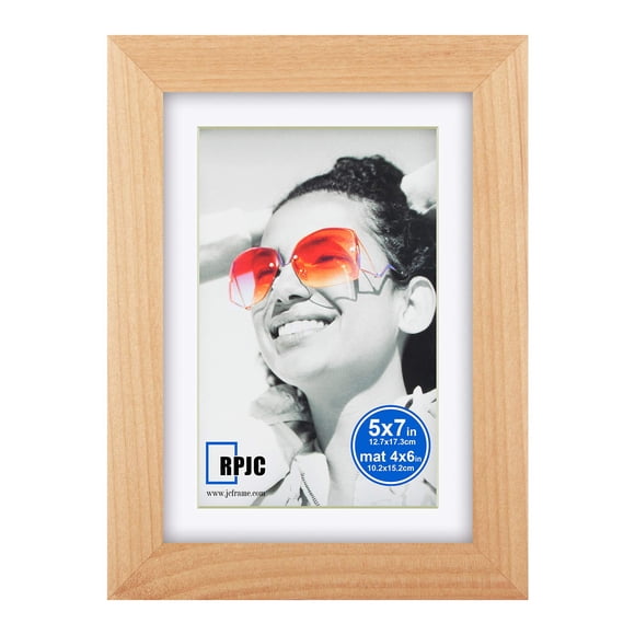 RPJc 5x7 inch Picture Frame Made of Solid Wood and High Definition glass Display Pictures 4x6 with Mat or 5x7 Without Mat for Wall Mounting Photo Frame Natural