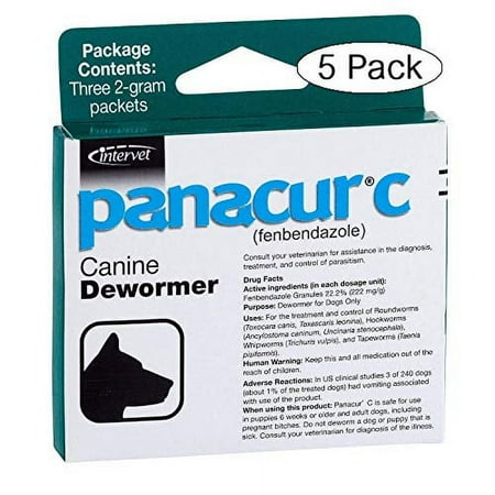 Panacur C Canine Dewormer Dogs 2 Gram Each Packet Treats 20 lbs (3 Packets) (Fivе Расk)