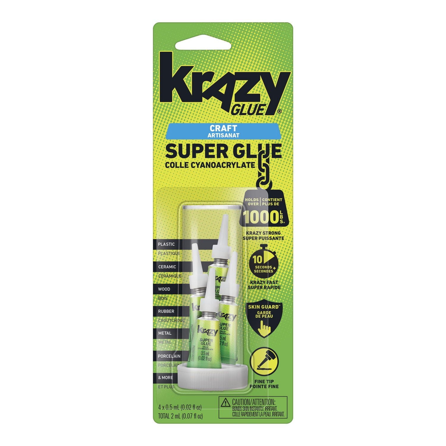 Krazy Glue Craft Super Glue, Fine Tip, 0.5 mL, 4 Count