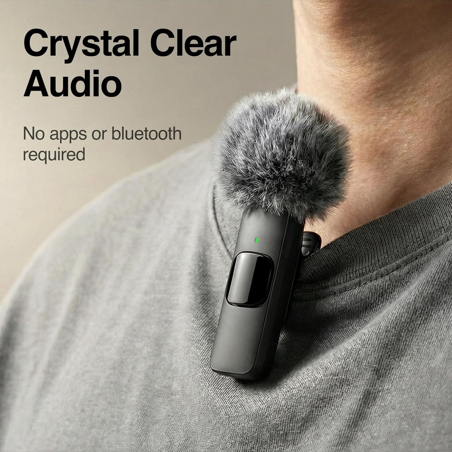 Wireless Mini Microphone for iPhone, Android Phone, Lavalier Lapel Mic for Audio Video Recording