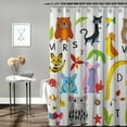 thumbnail image 2 of Orinice  Animal Shower Curtain, Zoo Creatures Turtle Unicorn Octopus Ladybug Frog Cat Giraffe Duck Display, Cloth Fabric Bathroom Decor Set with Hooks,White Multicolor 60x72, 2 of 7