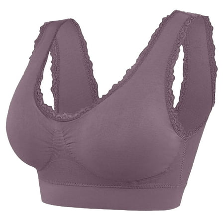 Lace Push up Bras for Women No Underwire Bra Feature V-Neck Balconette Bra Style W-454 Hook and Eye Closure Padded Sports Bras Gray XL